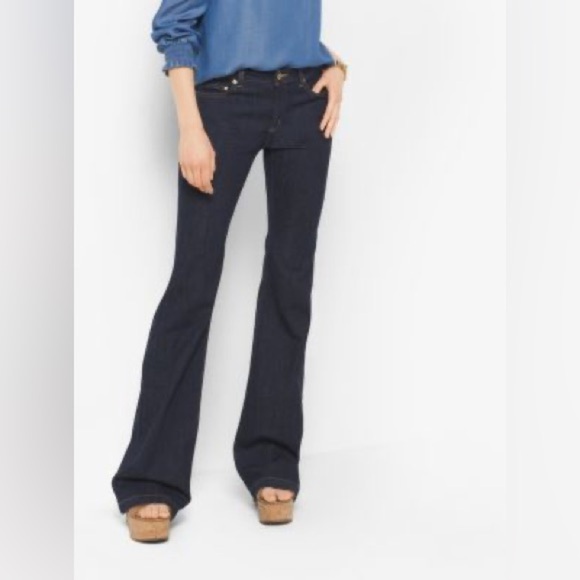 NWT Michael Michael Kors Selma Flare Leg Dark Blue Jeans size 12 - Picture 1 of 6